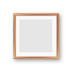 Wall Mural - Realistic blank wooden picture frame. Modern poster mockup for artwork, photography, or advertising. Perfect for art galleries, interior decor, and branding. Vector illustration