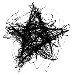 Wall Mural - png star scribble abstract black art.