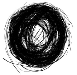 Wall Mural - png circle scribble abstract black white.