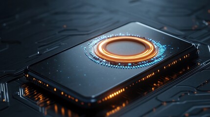 Aufkleber - A phone with a glowing circle on it