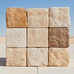 Poster - Natural Stone Texture Display Limestone and Sandstone Blocks for Outdoor Design - Architectural Visualization and Sustainable Construction Materials Showcase