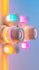 Poster - Vibrant LED Medical Interface Digital Health Monitoring with Glowing Pastel Tech Aesthetic - Future-Ready Healthcare Analytics and ICU Equipment Display for Critical Patient Care