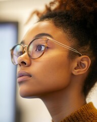 Aufkleber - Contemporary Workspace Aesthetic Young Female Programmer in Focus with Dual Monitors and Ergonomic Setup Enhancing Tech Skills for Modern Software Development