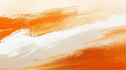 Wall Mural - Textured brushstrokes create abstract design with orange and white paint