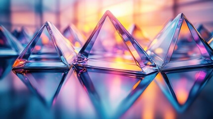 Canvas Print - Colorful glass pyramids in modern setting