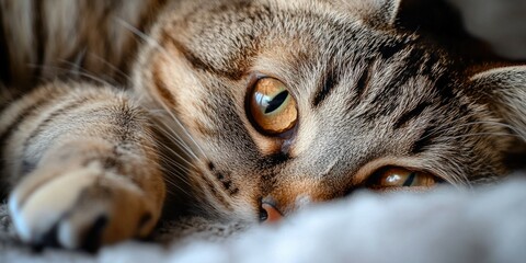 Wall Mural - Relaxing Cat Napping on Blanket