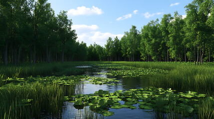 Wall Mural - Swamp vegetation landscape outdoors.