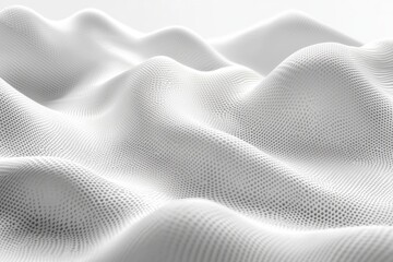Wall Mural - An abstract, undulating white surface with a cellular, honeycomb pattern that creates a futuristic, three-dimensional landscape of organic shapes and delicate textures.
