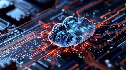 Leinwandbilder - A computer chip with a brain on it