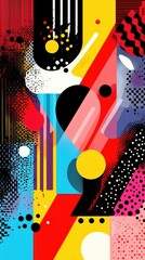 Wall Mural - geometric shapes and vibrant colors form a lively abstract design