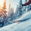 © Kittichet - Snowy Winter Adventure with Skier in Pine Forest Landscape