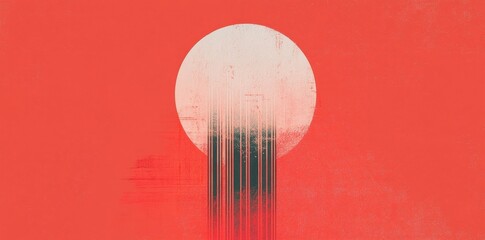 Wall Mural - abstract design features a circle above vertical lines