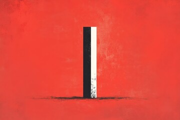 Wall Mural - minimalist image shows two toned block against a red backdrop
