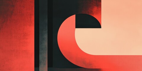 Wall Mural - abstract composition with geometric shapes in muted red tones