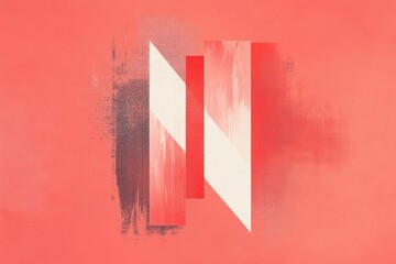 Wall Mural - abstract geometric forms interplay against a textured coral background