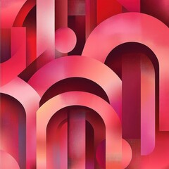Wall Mural - abstract composition features arches circles and rectangles in pink