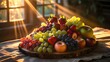 © Art of Life - A beautifully arranged fruit platter under warm evening light, Ramadan Ambience.