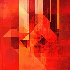 Poster - Abstract geometric composition showcases varying shades of red