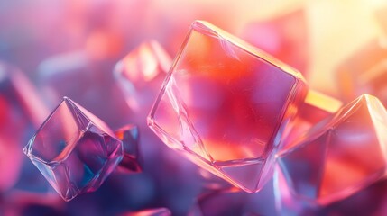 Wall Mural - abstract composition featuring transparent cubes with vibrant color gradients