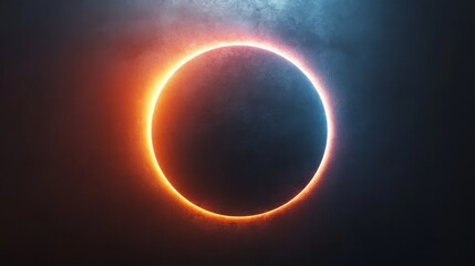 Wall Mural - glowing ring surrounding a dark sphere in a cosmic scene