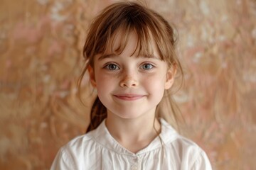 smiling girl in white blouse