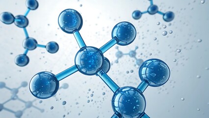 3D Molecular Structure in Blue for Science and Technology Concepts