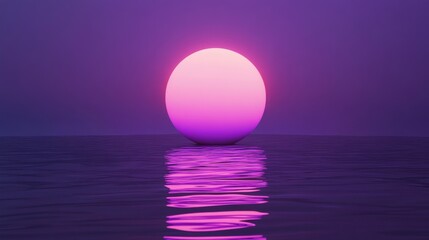 Wall Mural - luminous sphere reflecting on a body of water surface
