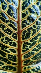 Sticker - Close-up of intricate leaf texture showcasing vibrant patterns