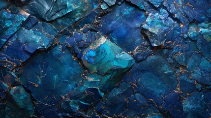 Aufkleber - This blue stone surface features striking patterns and deep hues, creating a stunning visual effect enhanced by the interplay of light and shadow across its texture.
