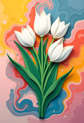 Wall Mural - illustrazione con composizione a tema floreale, colorate fioriture primaverili