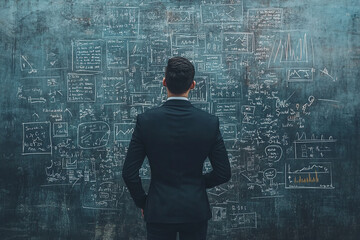 Complexity concept, complex problem solution, confused business man looking for solution, understanding and clarity about complex problem, brainstorm	