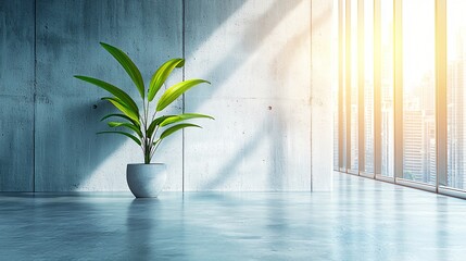 Wall Mural - Modern office plant sunlight city view