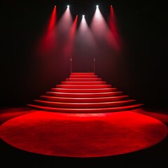 Stage Spotlight with Red Stage Podium Scene on Stage Background Original Illustration