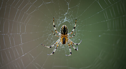 close-up photo of a spider spinning its web, showcasing the intricate details and delicate threads, 