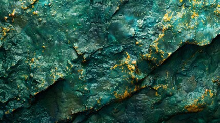 Poster - Intricate textures and patterns in shades of teal and gold create a visually stunning surface that appears to change with the light, revealing its unique structure and allure.