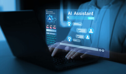 interaction with the ai assistant to solve some tasks more easily. image generator, documents, marke