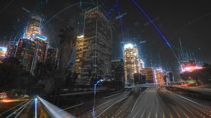 Wall Mural - Communication network concept in smart city. Artificial Intelligence, 5g
