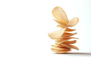 Delicate maple tree seeds stacked in spiral formation against white background, showcasing natural geometric patterns and organic balance in minimalist style.