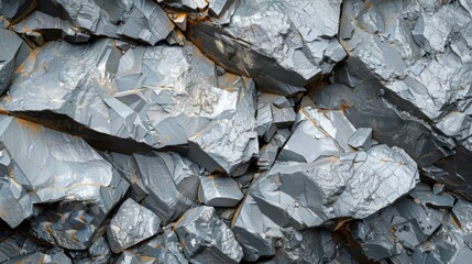 Leinwandbilder - This close up view showcases a natural rock formation characterized by various shades of gray, sharp edges, and unique textures, highlighting its geological composition.