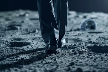 Wall Mural - a space tourist astronaut on moon generative ai picture