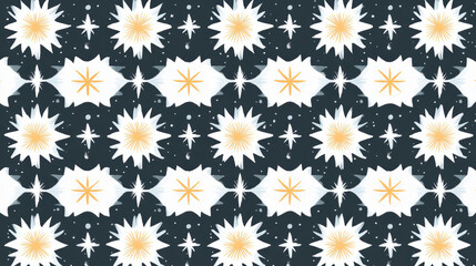 radiant celestial pattern featuring glowing white and golden stars on dark background, creating mesm
