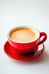 Canvas Print - Frothy Coffee in Red Mug