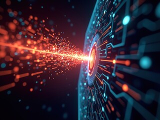 Wall Mural - exploring the dynamic world of blockchain technology through visual representation with glowing circ