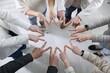 © New Africa - Unity concept. People showing V-sign with both hands and joining their fingers together in circle