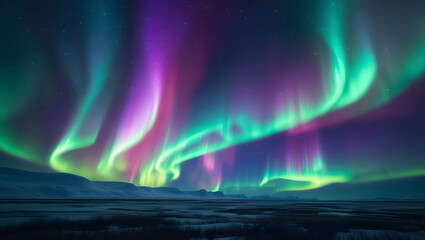 aurora borealis over the sky, ai generated