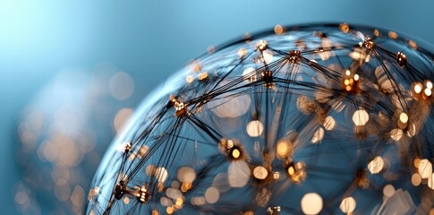 A futuristic virtual diagram illustrates the concept of buying and communication in the industry of business