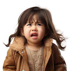 Poster - PNG Taiwanese little girl crying portrait photo.