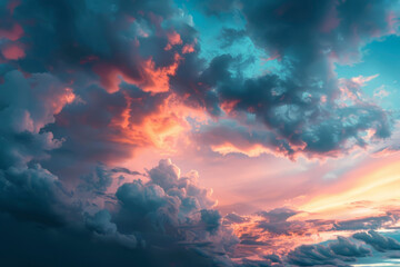 Wall Mural - beautiful sunset in the clouds. generative ai