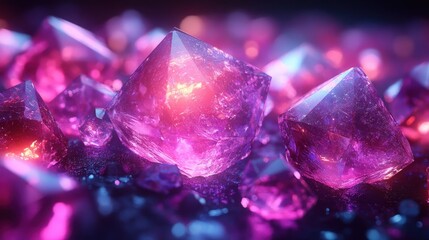 Canvas Print - Radiant Pink Crystals Cluster