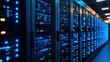© TommyNa - Close-up of illuminated server racks in a high-tech data center, representing cloud computing, networking, and cybersecurity. Ideal for IT, security, and infrastructure themes